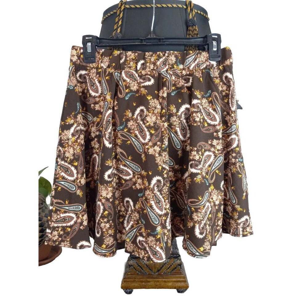 NWT Stitch Fix Vero Moda Brown‎ Paisley Print High Waist Skater Skirt Sz Medium